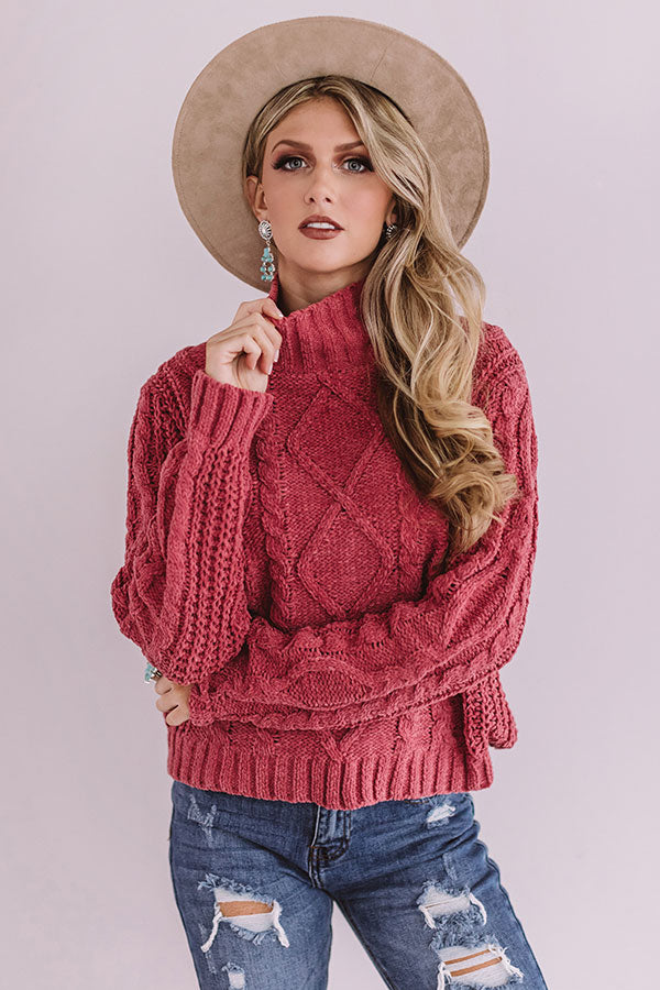 Pure Sweetness Cable Knit Sweater In Dark Blush Image - 1