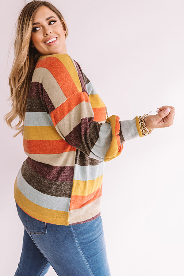 Kisses And Cabins Stripe Shift Sweater In Green Curves Image - 5