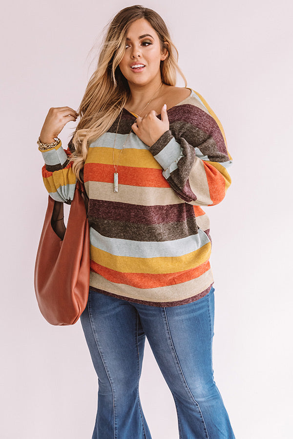 Kisses And Cabins Stripe Shift Sweater In Green Curves Image - 1