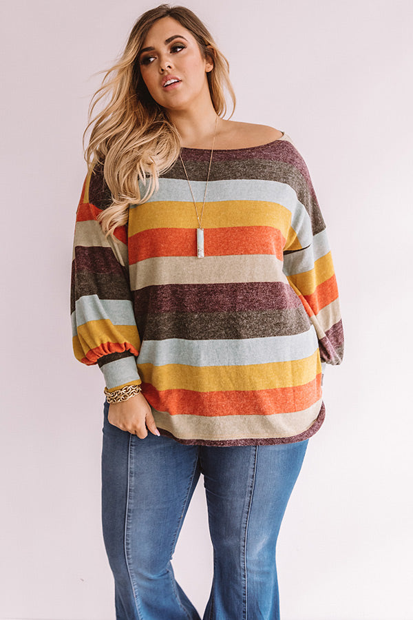 Kisses And Cabins Stripe Shift Sweater In Green Curves Image - 3