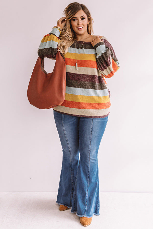 Kisses And Cabins Stripe Shift Sweater In Green Curves Image - 2