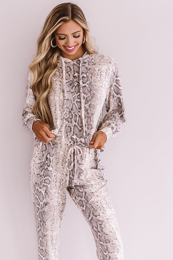 Lounging In London Snake Print Hoodie Image - 2