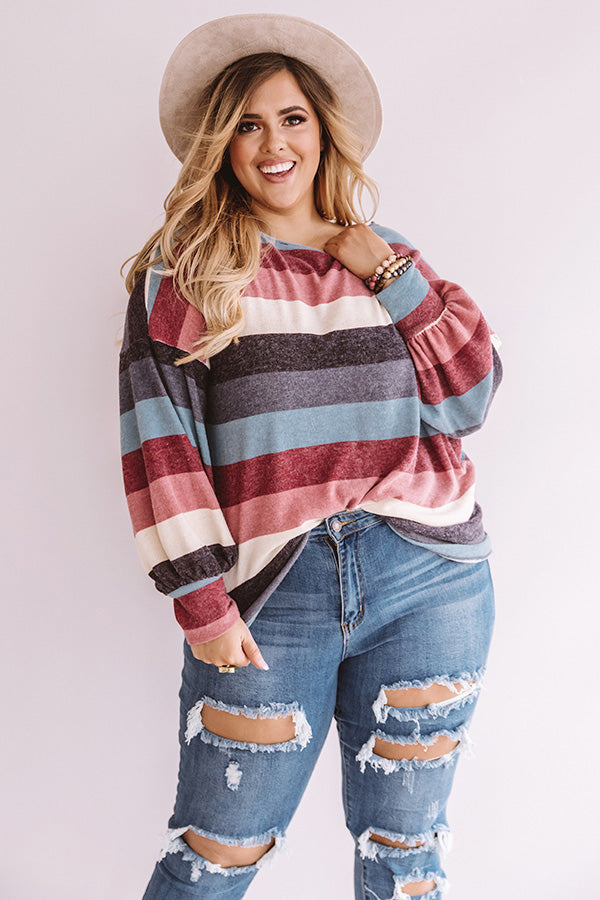 Kisses And Cabins Stripe Shift Sweater In Blue  Curves Image - 1