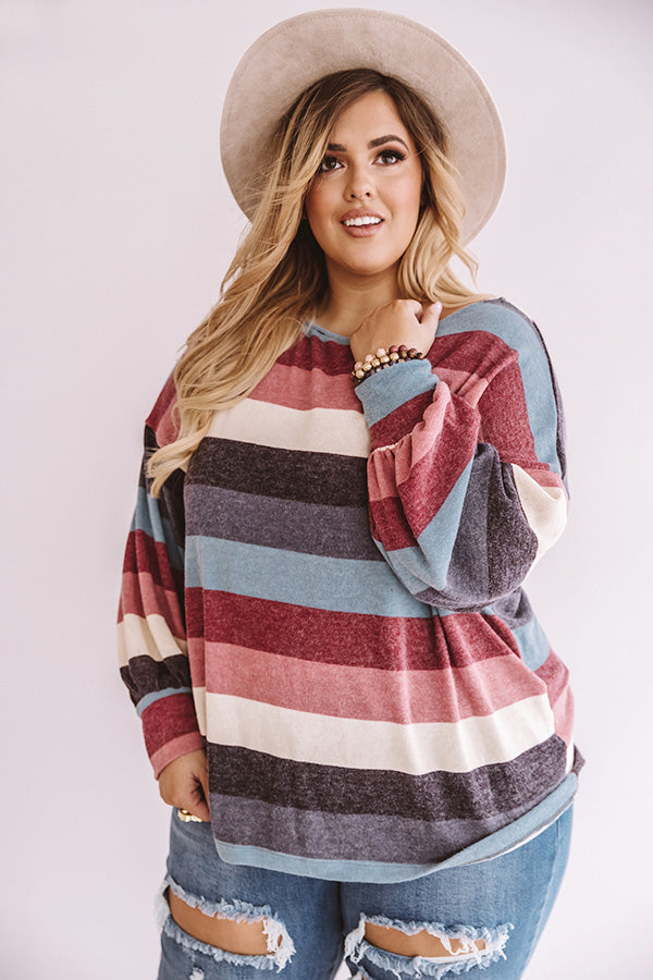 Kisses And Cabins Stripe Shift Sweater In Blue  Curves Image - 2