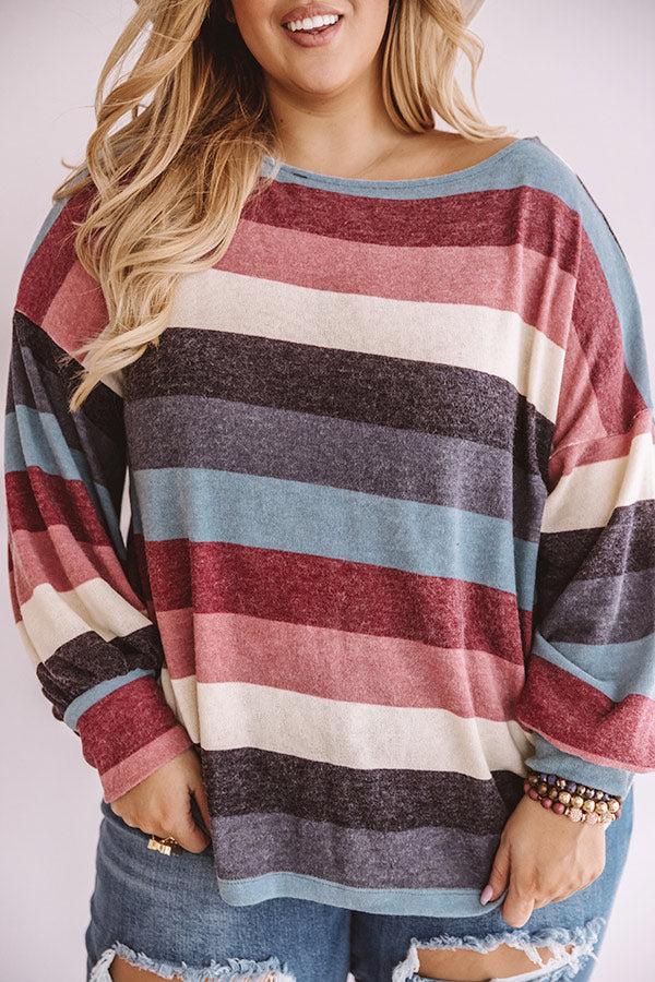 Kisses And Cabins Stripe Shift Sweater In Blue  Curves Image - 4