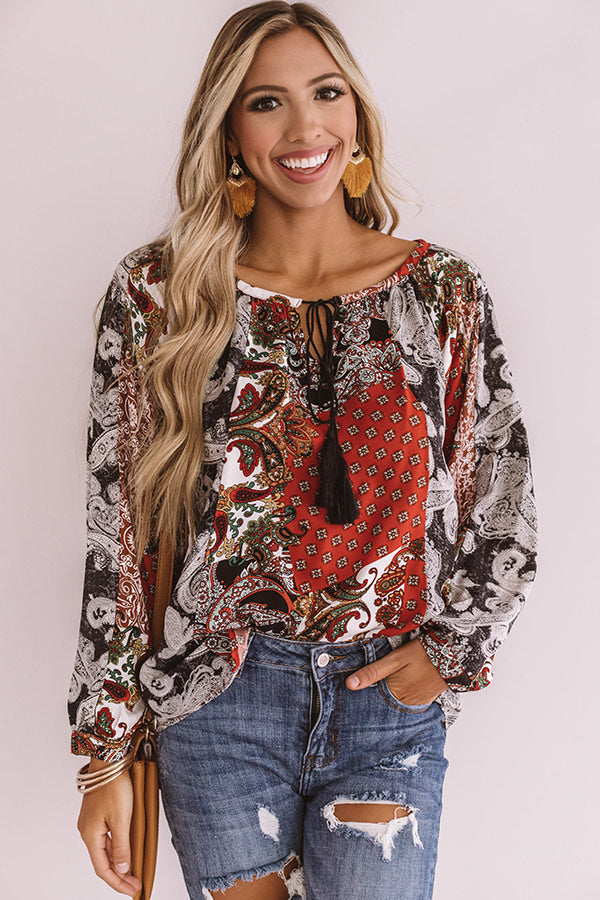 Endless Inspiration Paisley Shift Top in Rust Image - 1