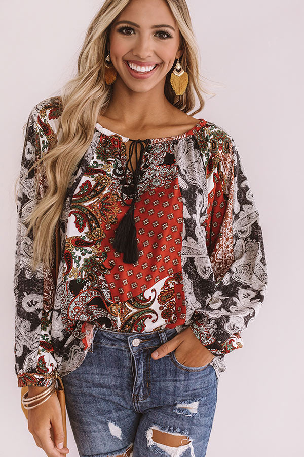 Endless Inspiration Paisley Shift Top in Rust Image - 2