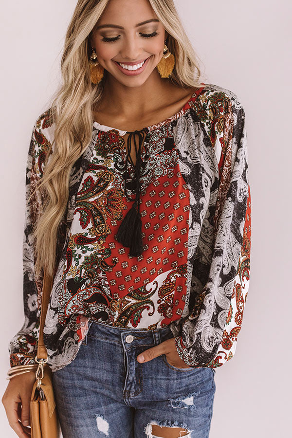 Endless Inspiration Paisley Shift Top in Rust Image - 4