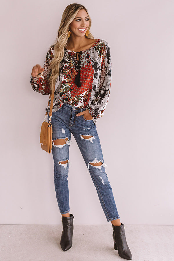 Endless Inspiration Paisley Shift Top in Rust Image - 3