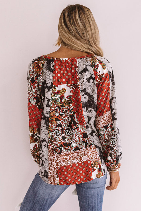 Endless Inspiration Paisley Shift Top in Rust Image - 5