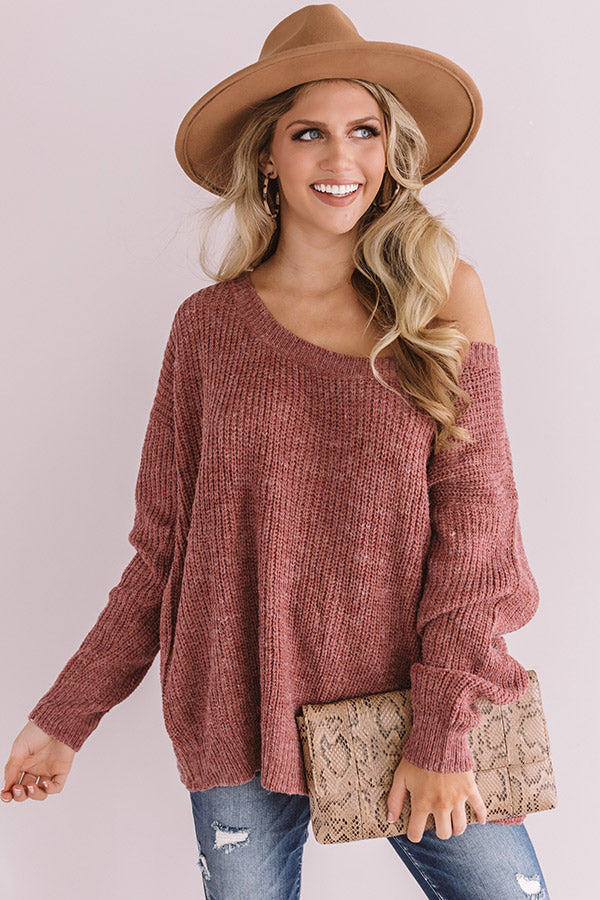 Bliss Within Open Back Knit Sweater In Vineyard Grape Image - 1