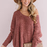 Bliss Within Open Back Knit Sweater In Vineyard Grape Image - 1