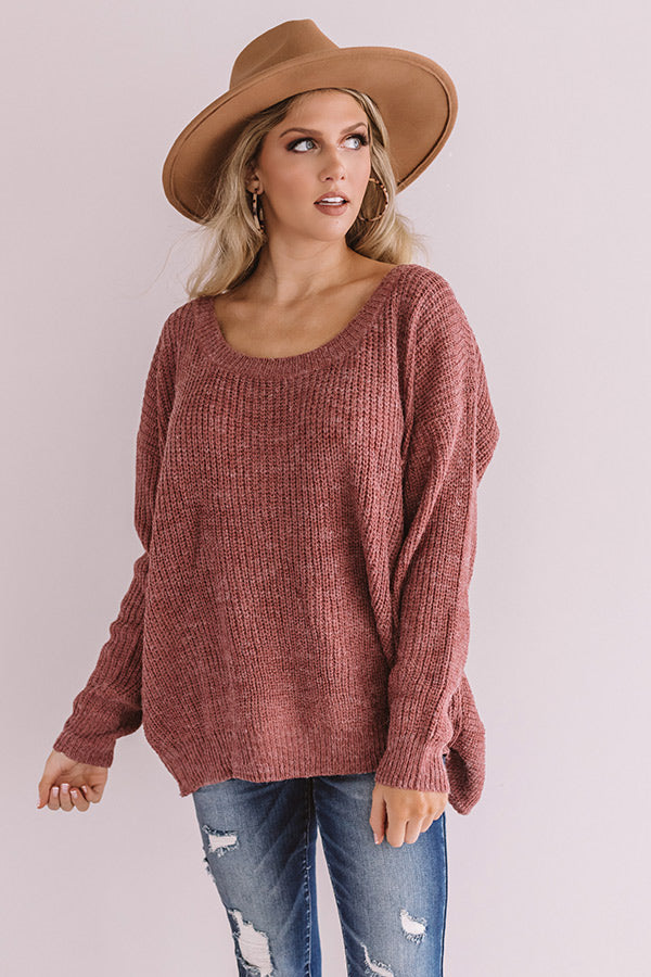 Bliss Within Open Back Knit Sweater In Vineyard Grape Image - 4