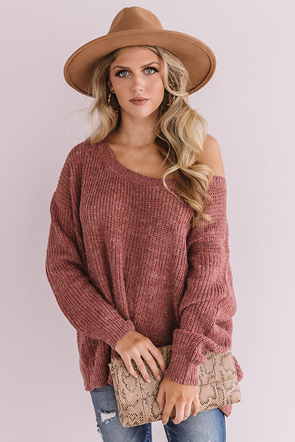 Bliss Within Open Back Knit Sweater In Vineyard Grape Image - 5