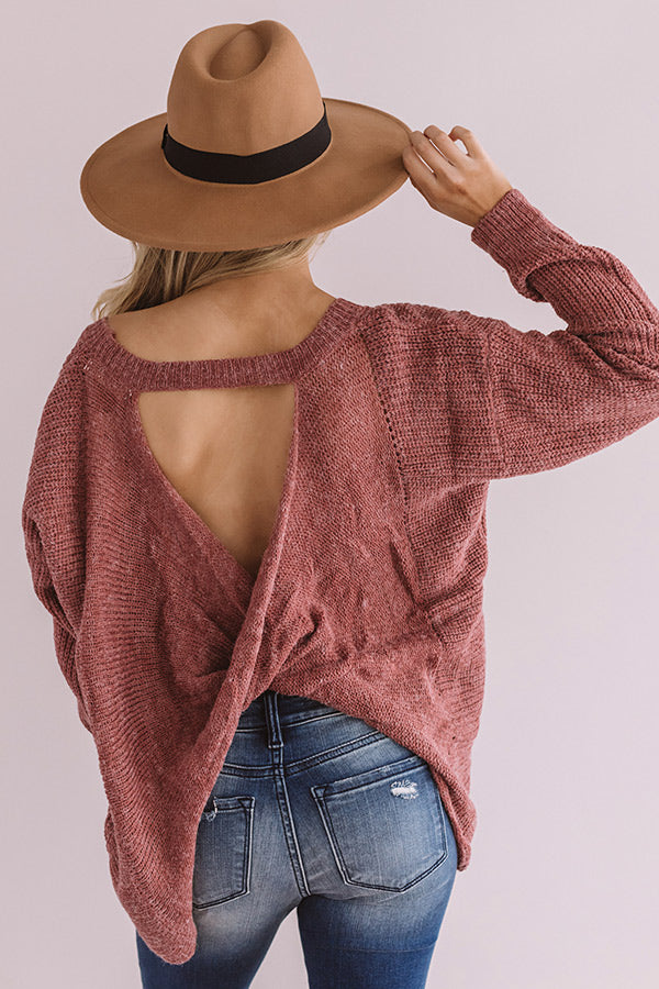 Bliss Within Open Back Knit Sweater In Vineyard Grape Image - 2