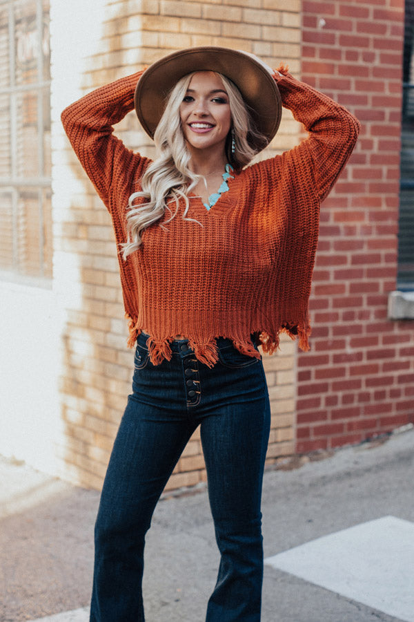 Pure Happiness Knit Sweater In Orange • Impressions Online Boutique