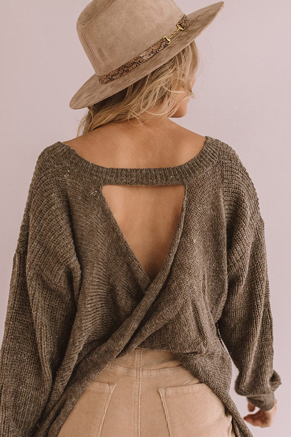 Bliss Within Open Back Knit Sweater In Sage Image - 2