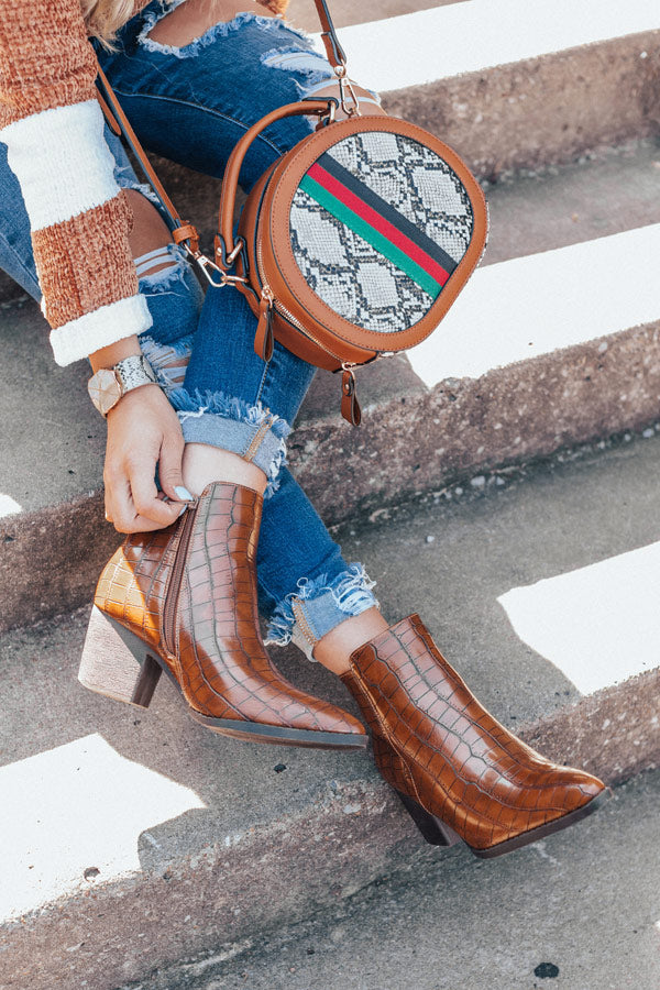The Ramsey Faux Leather Bootie In Cinnamon Image - 5