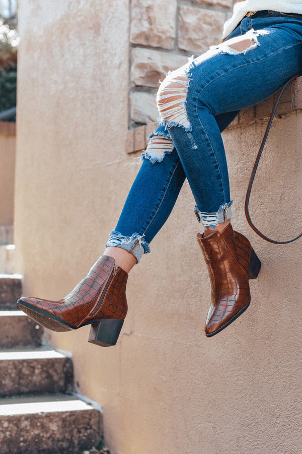 The Ramsey Faux Leather Bootie In Cinnamon Image - 2