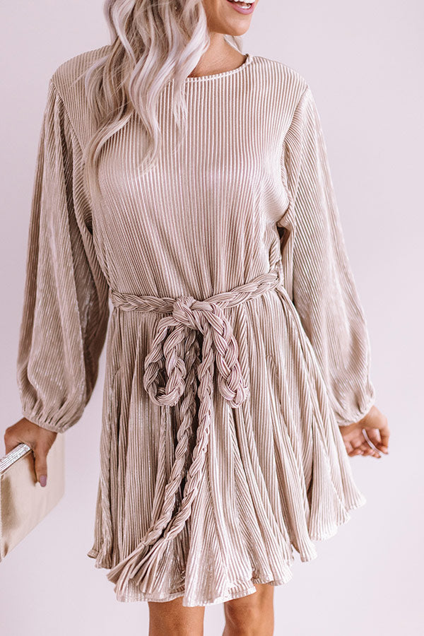 Friendly In France Pleated Shift Dress In Champagne Image - 5