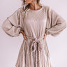 Friendly In France Pleated Shift Dress In Champagne Image - 1