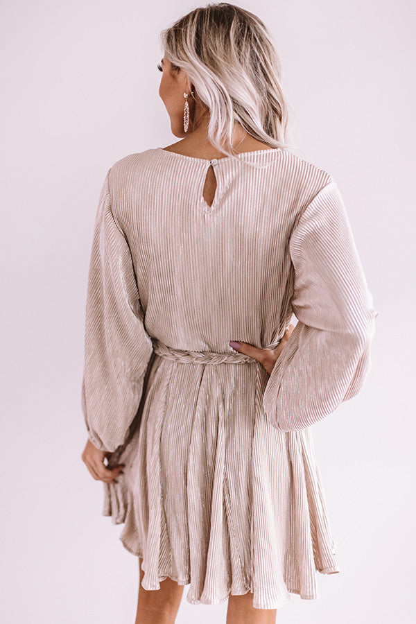 Friendly In France Pleated Shift Dress In Champagne Image - 4