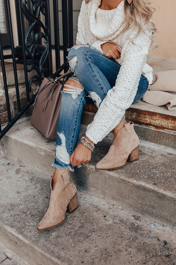 The Corey Faux Suede Bootie In Iced Latte Image - 2