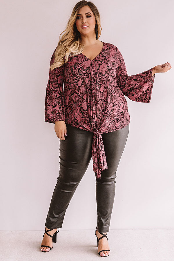 Drop Everything Snake Print Tie Top Image - 1