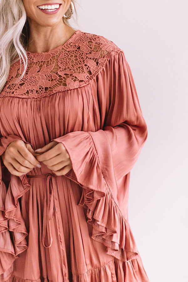Simply Poetic Pleated Shift Dress In Rose Image - 3