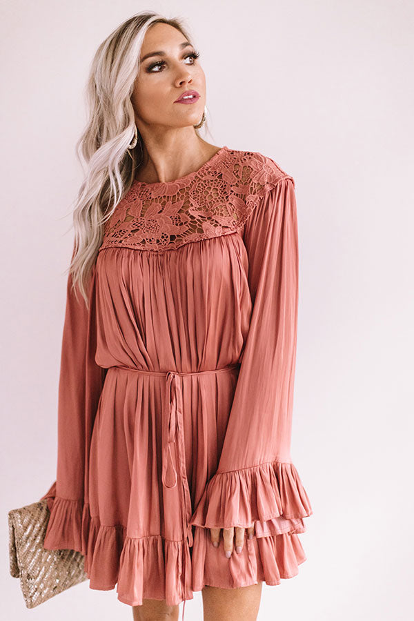 Simply Poetic Pleated Shift Dress In Rose Image - 4