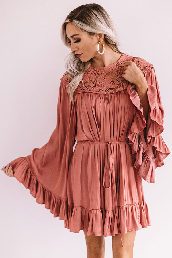 Simply Poetic Pleated Shift Dress In Rose