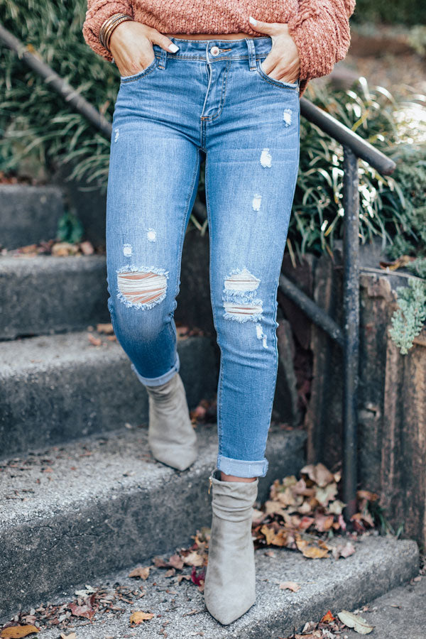 The Arabella Distressed Midrise Skinny Image - 5