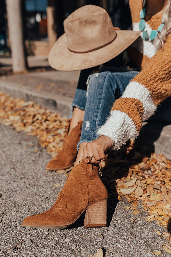 The Corey Faux Suede Bootie In Brown Image - 2