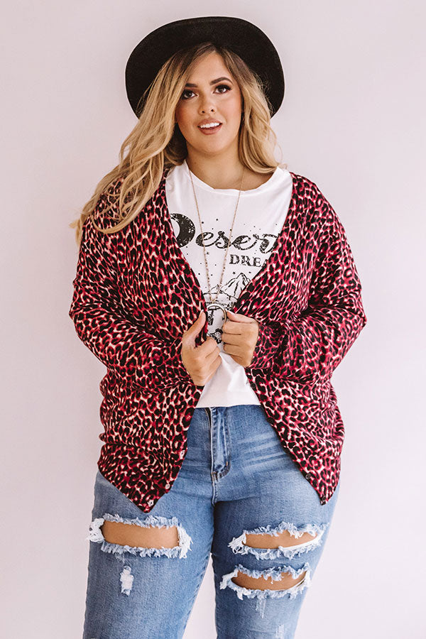 Scoop Me Up Leopard Cardigan in Wine Curves Image - 2