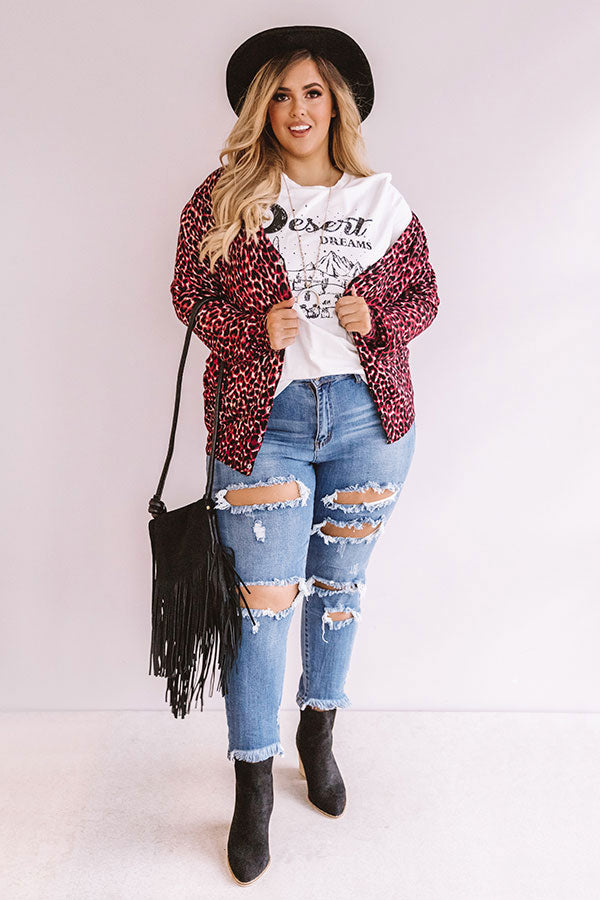 Scoop Me Up Leopard Cardigan in Wine Curves Image - 1