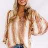 Runaway Fabulous Snake Print Shimmer Shift Top In Brown Image - 1