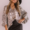 Runaway Fabulous Snake Print Shimmer Shift Top In Birch Image - 1