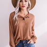 Cover Story Waffle Knit Top in Cinnamon Image - 1