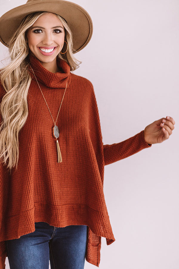 Sedona Snuggles Waffle Knit Sweater In Rust Image - 4