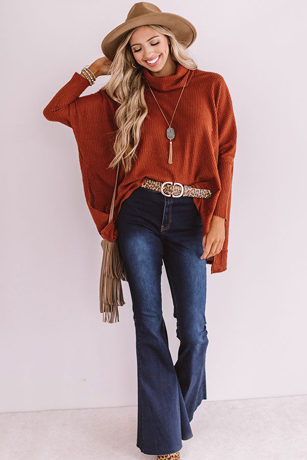 Sedona Snuggles Waffle Knit Sweater In Rust Image - 2