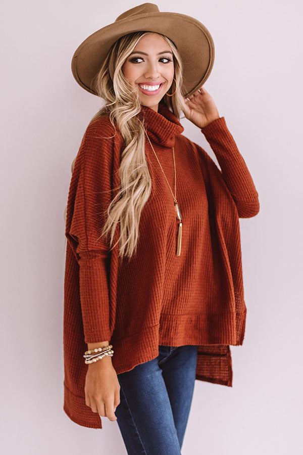 Sedona Snuggles Waffle Knit Sweater In Rust Image - 3