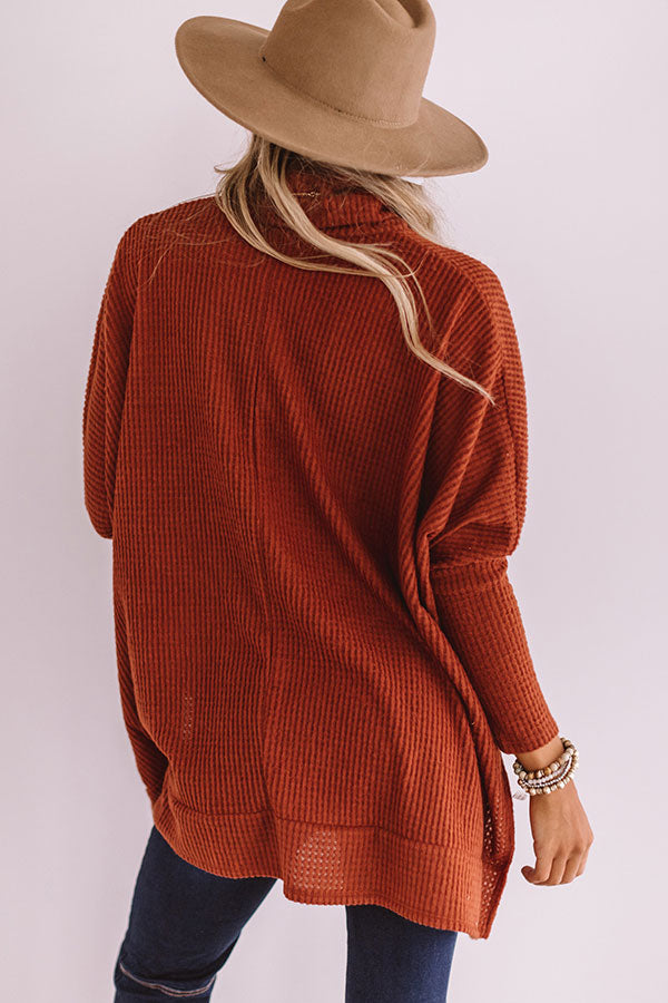 Sedona Snuggles Waffle Knit Sweater In Rust Image - 5