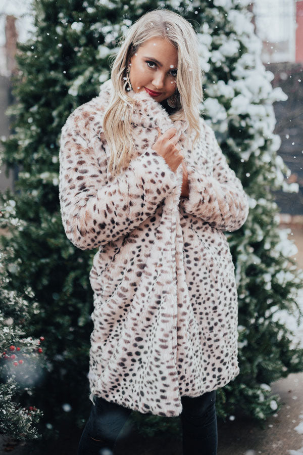 Luxe Experience Plush Leopard Coat Image - 2