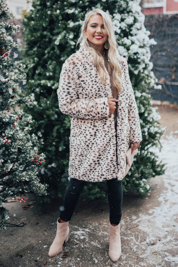 Luxe Experience Plush Leopard Coat Image - 1