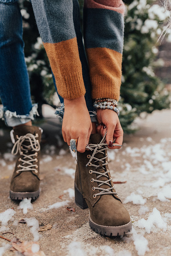 The Brooklyn Faux Suede Boot In Army Green Image - 3