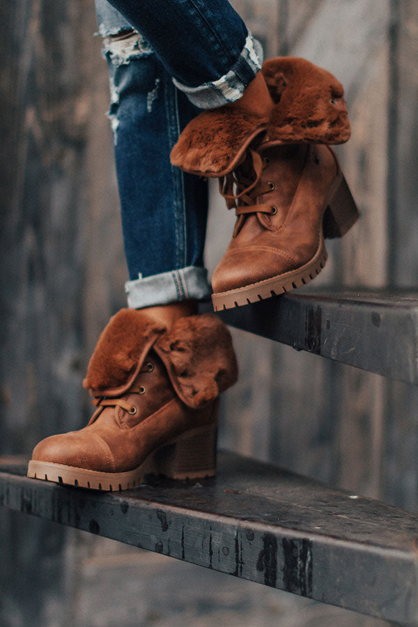The Arielle Faux Fur Lined Boot In Brown Image - 2