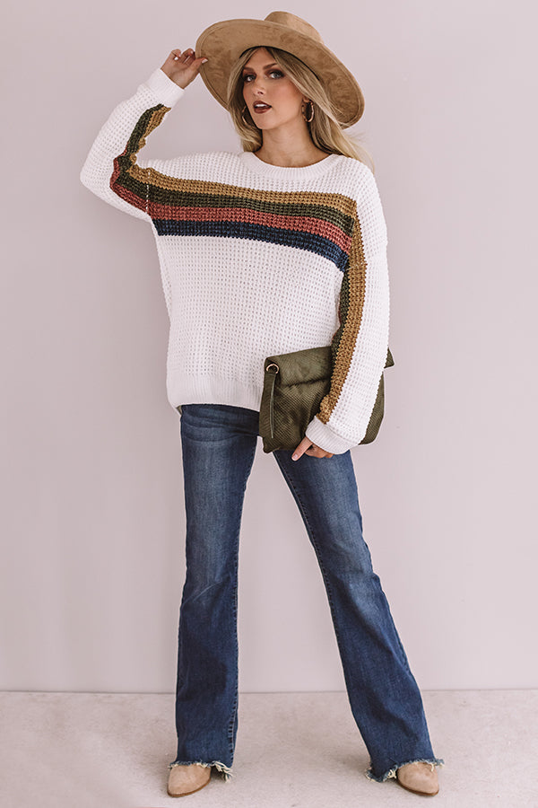 Horizon Point Chenille Sweater in White • Impressions Online Boutique