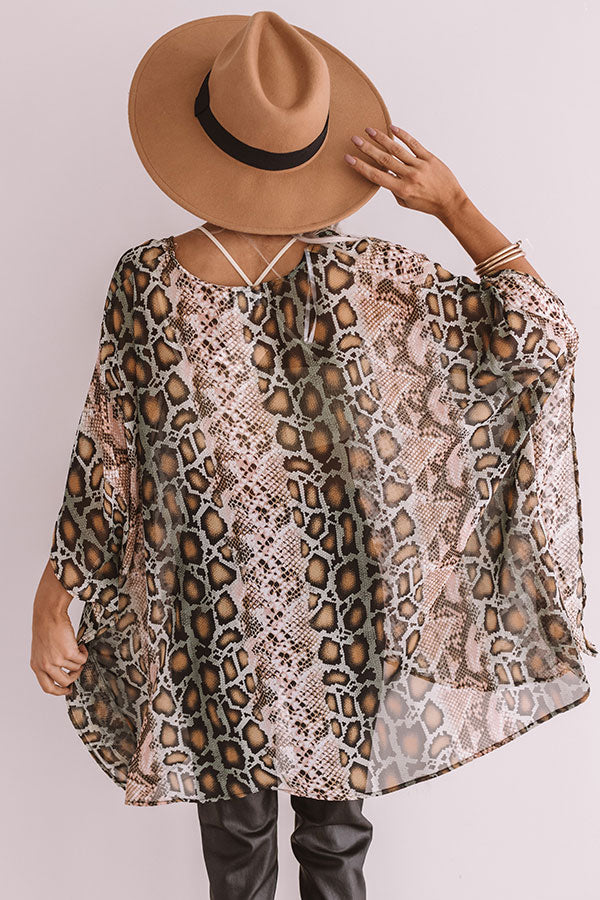 Soiree In The City Snake Print Shift Tunic In Peach Image - 4