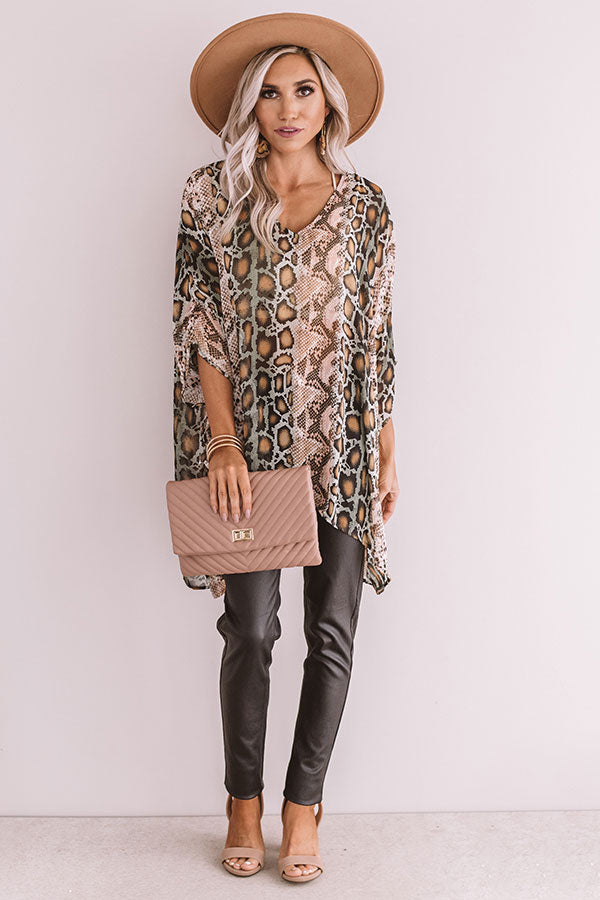 Soiree In The City Snake Print Shift Tunic In Peach