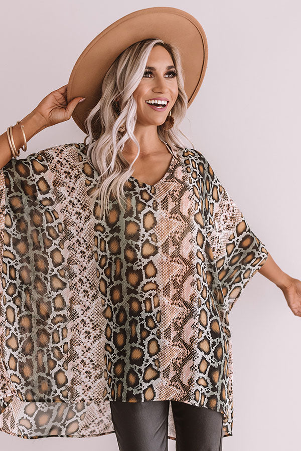 Soiree In The City Snake Print Shift Tunic In Peach Image - 3